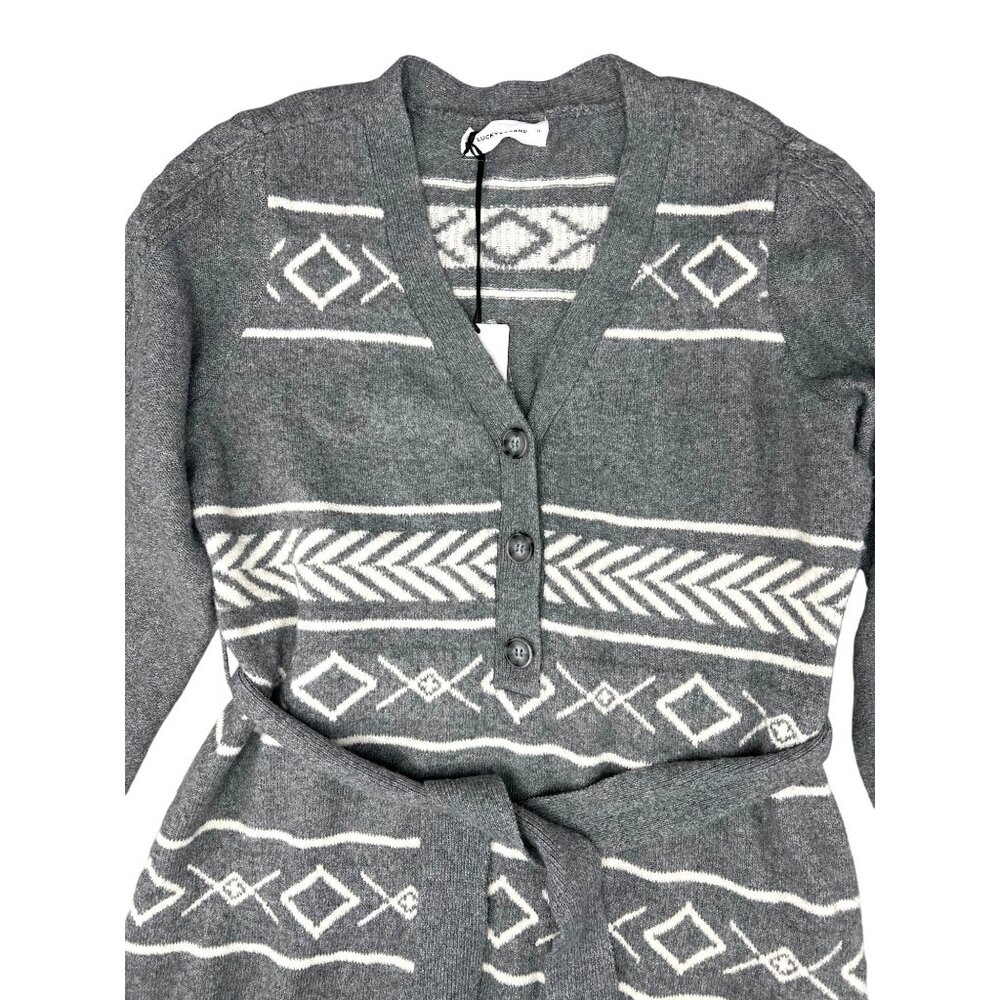 Lucky Brand Gray/White Belted Sweater Dress Nordic Pattern Size 1X - Picture 9 of 13